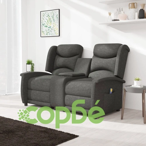 2-местен масажен наклоняем стол с поставка за чаша, тъмносив ➤ топ цена ➤ sorbe.bg