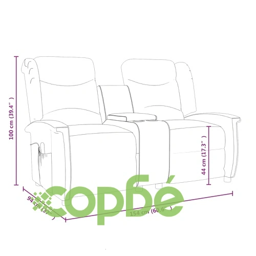 2-местен масажен реклайнер с държачи за чаши, черно ➤ топ цена ➤ sorbe.bg