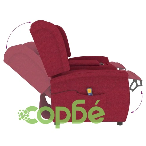 2-местен масажен наклоняем стол с поставка за чаша виненочервен ➤ топ цена ➤ sorbe.bg