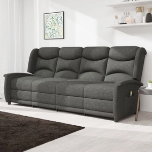 4-местен масажен реклайнер, тъмносив, текстил