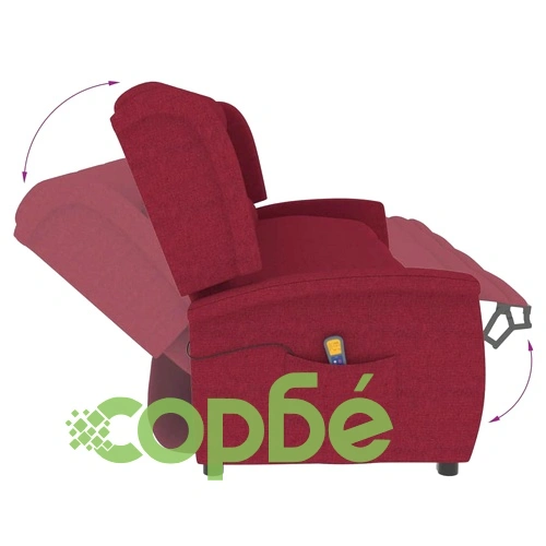 4-местен масажен реклайнер, виненочервен, текстил ➤ топ цена ➤ sorbe.bg