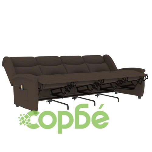 4-местен масажен реклайнер, кафяв, текстил ➤ топ цена ➤ sorbe.bg