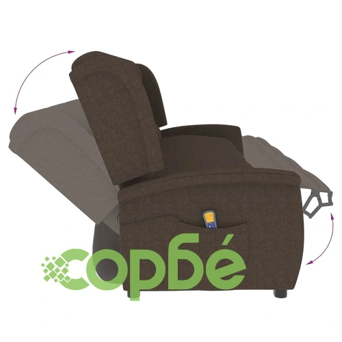 4-местен масажен реклайнер, кафяв, текстил ➤ топ цена ➤ sorbe.bg