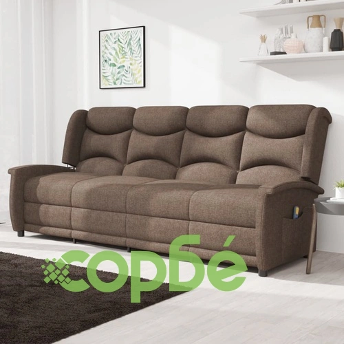 4-местен масажен реклайнер, кафяв, текстил ➤ топ цена ➤ sorbe.bg