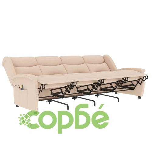 4-местен масажен реклайнер, кремав, текстил ➤ топ цена ➤ sorbe.bg