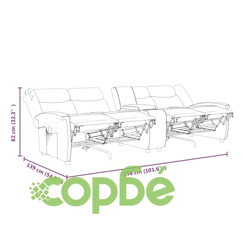 4-местен масажен реклайнер с поставка за чаша, таупе ➤ топ цена ➤ sorbe.bg