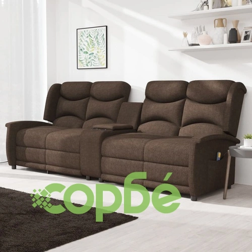 4-местен масажен реклайнер с поставка за чаша, таупе ➤ топ цена ➤ sorbe.bg