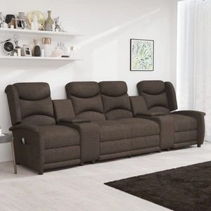 4-местен масажен реклайнер с държачи за чаши, кафяв