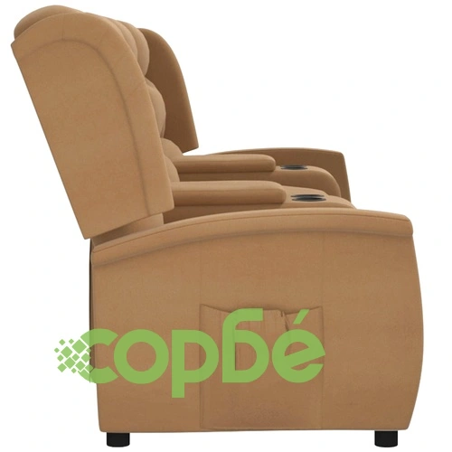 4-местен масажен реклайнер с поставки за чаши, таупе ➤ топ цена ➤ sorbe.bg