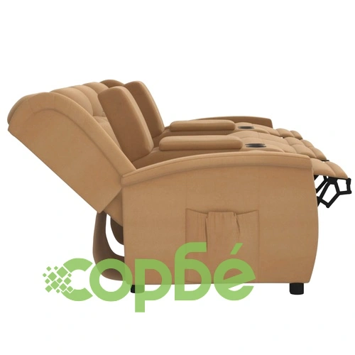 4-местен масажен реклайнер с поставки за чаши, таупе ➤ топ цена ➤ sorbe.bg