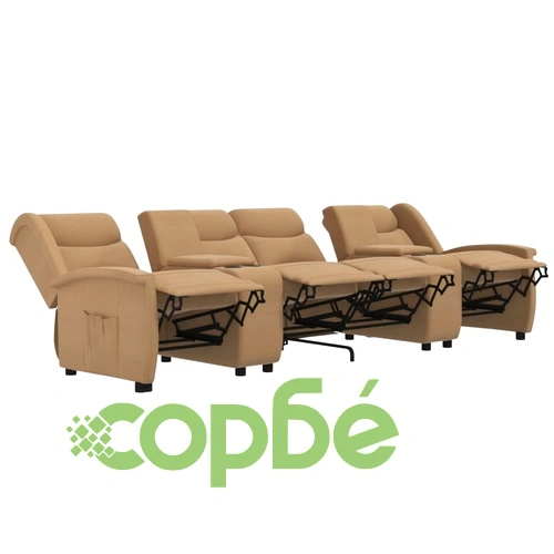 4-местен масажен реклайнер с поставки за чаши, таупе ➤ топ цена ➤ sorbe.bg