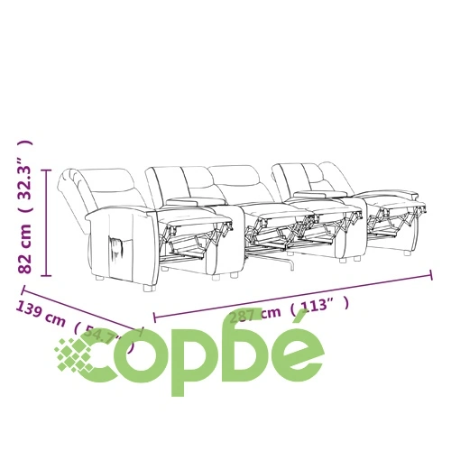 4-местен масажен реклайнер с поставки за чаши, таупе ➤ топ цена ➤ sorbe.bg