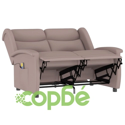 2-местен масажен реклайнер, таупе, микрофибърна тъкан ➤ топ цена ➤ sorbe.bg