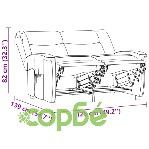 2-местен масажен реклайнер, таупе, микрофибърна тъкан ➤ топ цена ➤ sorbe.bg
