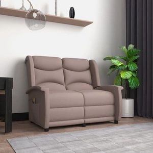 2-местен масажен реклайнер, таупе, микрофибърна тъкан
