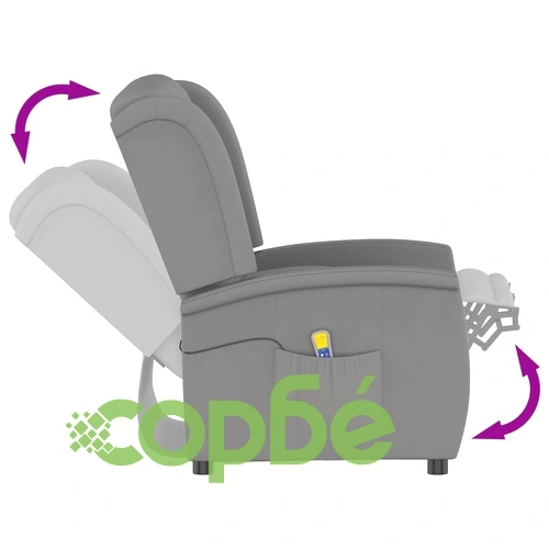 2-местен масажен реклайнер, светлосив, микрофибърна тъкан ➤ топ цена ➤ sorbe.bg