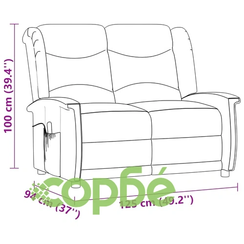 2-местен масажен реклайнер, светлосив, микрофибърна тъкан ➤ топ цена ➤ sorbe.bg