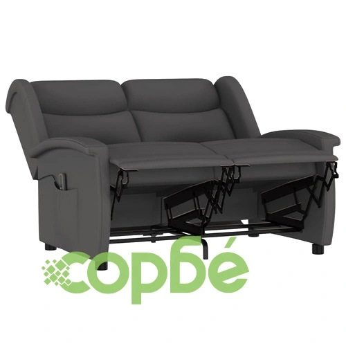 2-местен масажен реклайнер, тъмносив, микрофибърна тъкан ➤ топ цена ➤ sorbe.bg