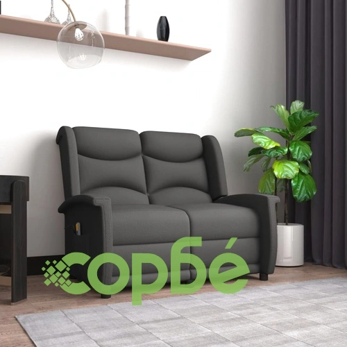 2-местен масажен реклайнер, тъмносив, микрофибърна тъкан ➤ топ цена ➤ sorbe.bg