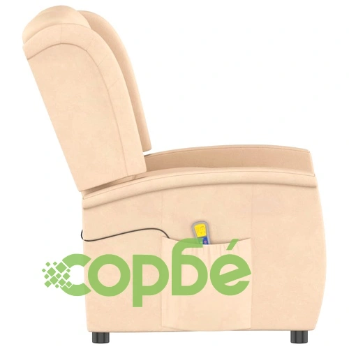 2-местен масажен реклайнер, кремав, микрофибърна тъкан ➤ топ цена ➤ sorbe.bg