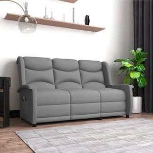 3-местен масажен реклайнер, светлосив, микрофибърна тъкан