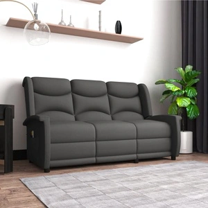 3-местен масажен реклайнер, тъмносив, микрофибърна тъкан