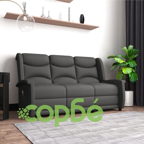 3-местен масажен реклайнер, тъмносив, микрофибърна тъкан ➤ топ цена ➤ sorbe.bg