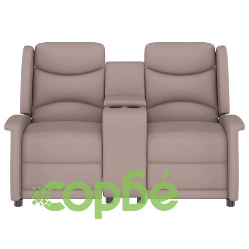 2-местен масажен реклайнер с поставка за чаша, таупе ➤ топ цена ➤ sorbe.bg