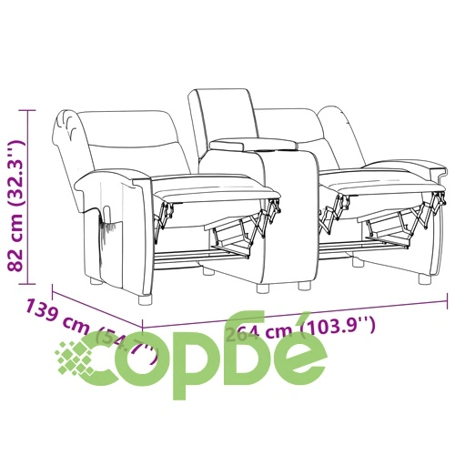 2-местен масажен наклоняем стол с поставка за чаша, тъмносив ➤ топ цена ➤ sorbe.bg