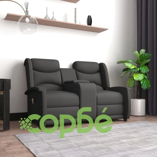 2-местен масажен наклоняем стол с поставка за чаша, тъмносив ➤ топ цена ➤ sorbe.bg