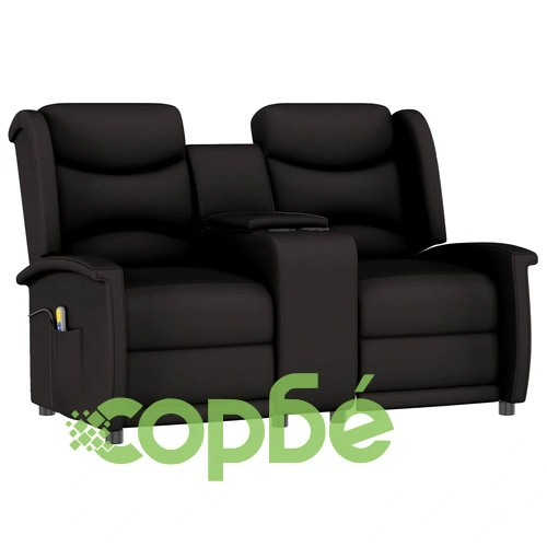 2-местен масажен реклайнер с държачи за чаши, черно ➤ топ цена ➤ sorbe.bg