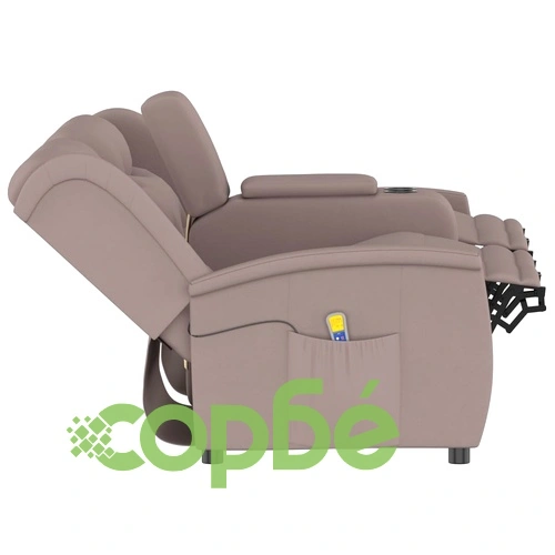 4-местен масажен реклайнер с поставка за чаша, таупе ➤ топ цена ➤ sorbe.bg