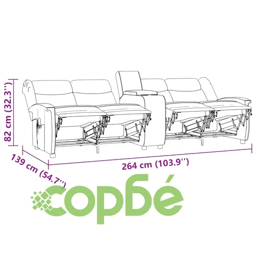 4-местен масажен реклайнер с поставка за чаша, таупе ➤ топ цена ➤ sorbe.bg