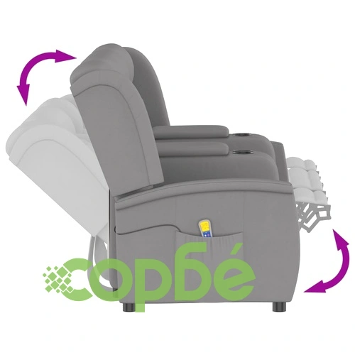 4-местен масажен наклоняем стол с държачи за чаши, светлосив ➤ топ цена ➤ sorbe.bg