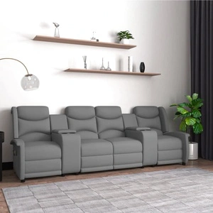 4-местен масажен наклоняем стол с държачи за чаши, светлосив