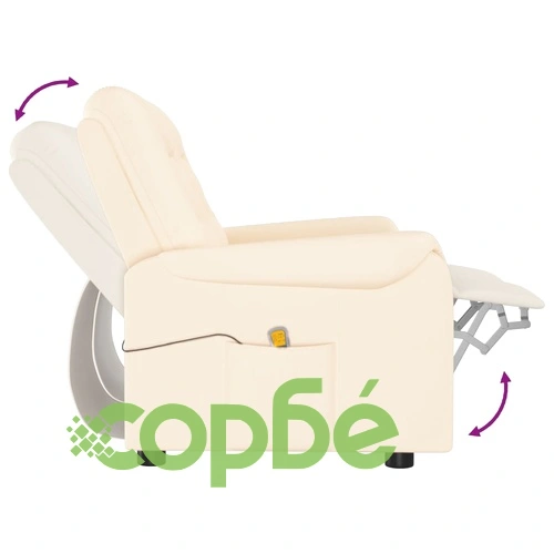 2-местен масажен реклайнер, кремаво, изкуствена кожа ➤ топ цена ➤ sorbe.bg