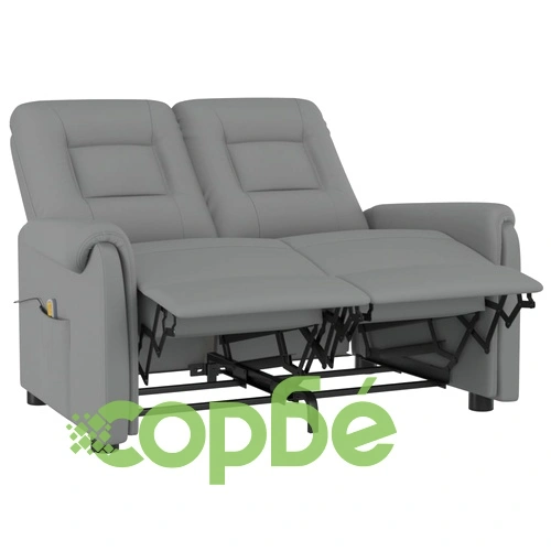 2-местен масажен реклайнер, сиво, изкуствена кожа ➤ топ цена ➤ sorbe.bg