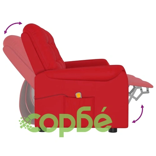 3-местен масажен реклайнер, виненочервено, изкуствена кожа ➤ топ цена ➤ sorbe.bg