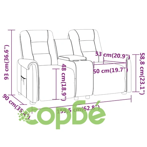 2-местен масажен реклайнер с държач за чаша, кремав ➤ топ цена ➤ sorbe.bg