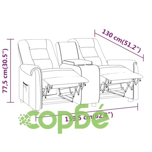 2-местен масажен реклайнер с държачи за чаши, сив ➤ топ цена ➤ sorbe.bg
