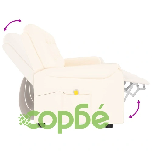 4-местен масажен реклайнер, кремаво, изкуствена кожа ➤ топ цена ➤ sorbe.bg