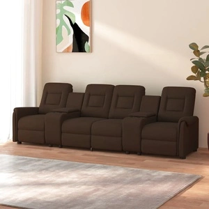 4-местен масажен реклайнер с държачи за чаши, кафяв