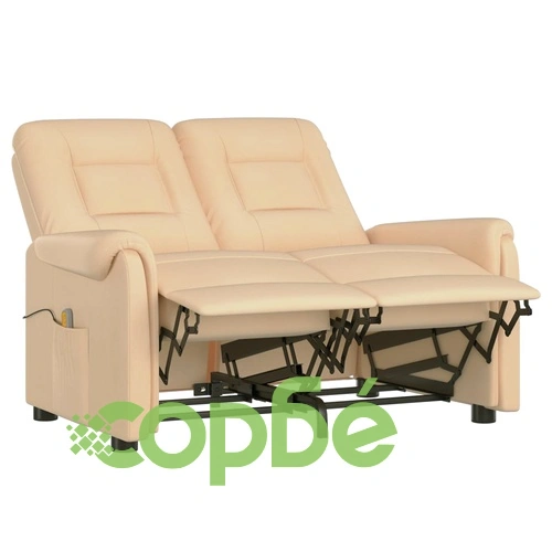 2-местен реклайнер, кремав, микрофибърен плат ➤ топ цена ➤ sorbe.bg