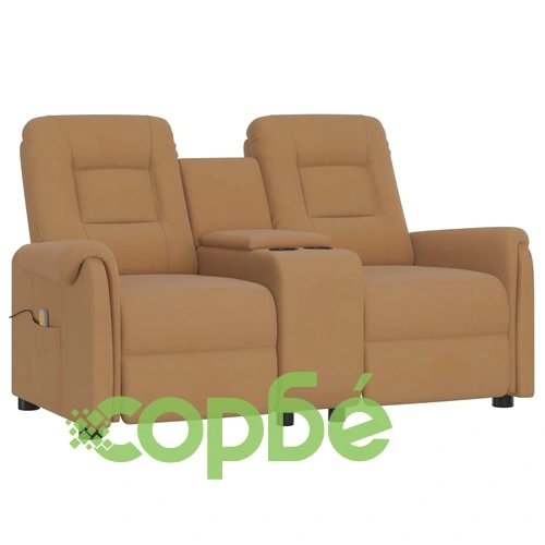 2-местен реклайнер с поставки за чаши, таупе ➤ топ цена ➤ sorbe.bg