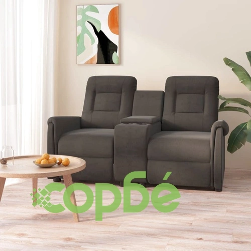 2-местен реклайнер с поставка за чаши, тъмносив ➤ топ цена ➤ sorbe.bg