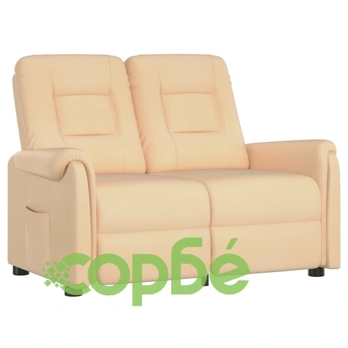 2-местен масажен реклайнер, кремав, микрофибърна тъкан ➤ топ цена ➤ sorbe.bg