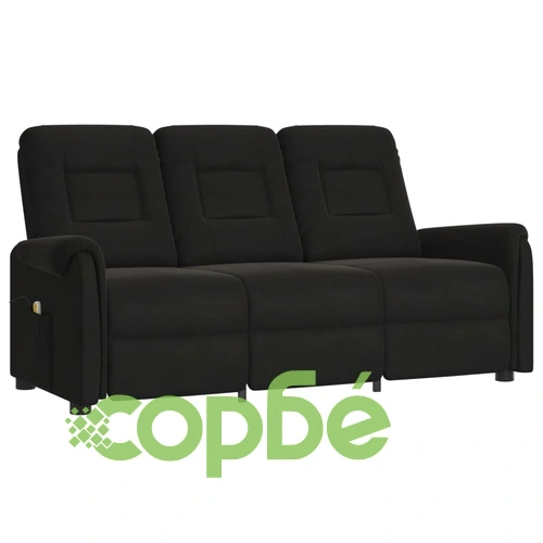 3-местен масажен реклайнер, черен, микрофибърна тъкан ➤ топ цена ➤ sorbe.bg