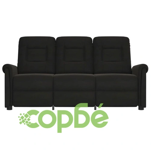 3-местен масажен реклайнер, черен, микрофибърна тъкан ➤ топ цена ➤ sorbe.bg