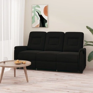 3-местен масажен реклайнер, черен, микрофибърна тъкан