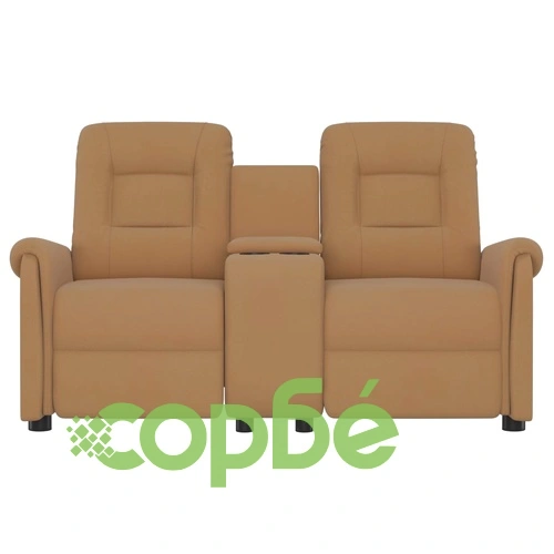 2-местен масажен реклайнер с поставка за чаша, таупе ➤ топ цена ➤ sorbe.bg
